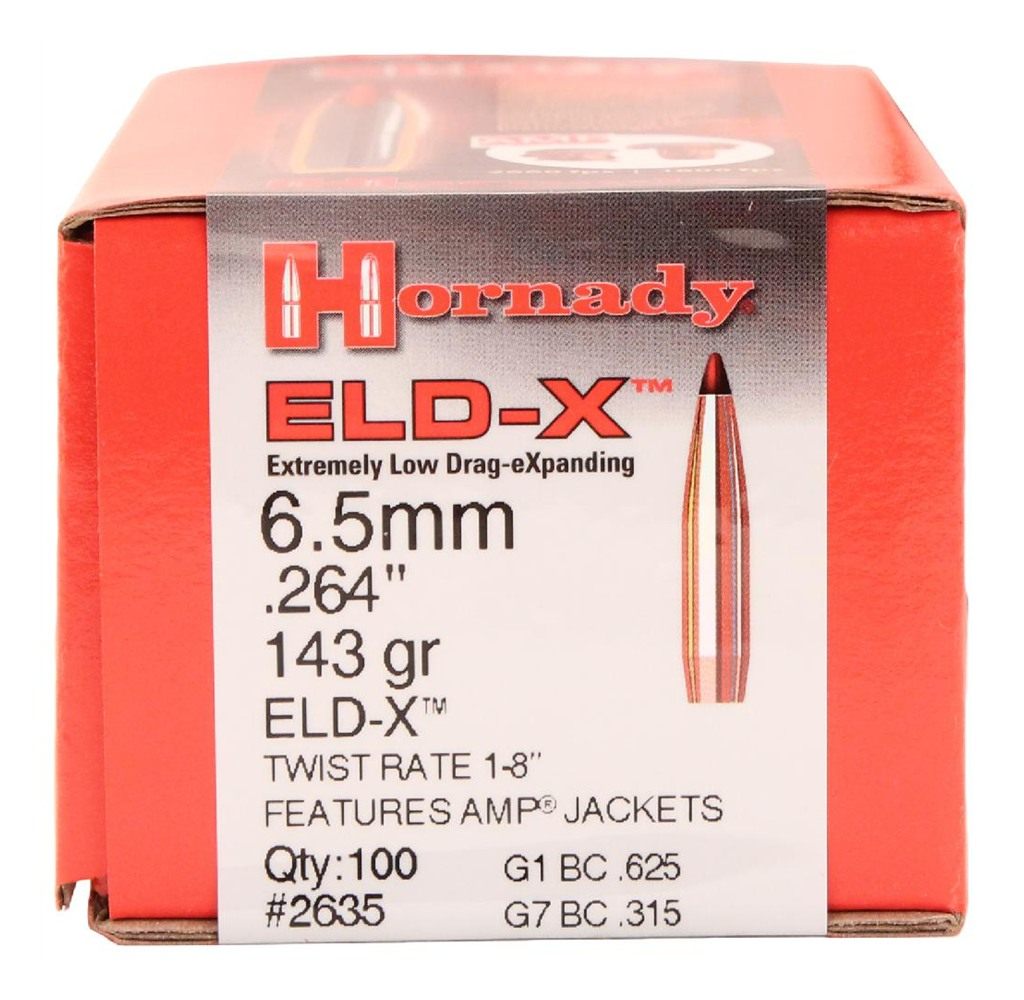 Hornady 2635 ELD-X 6.5mm .264 143 gr Extremely Low Drag eXpanding 100 Per B view 2