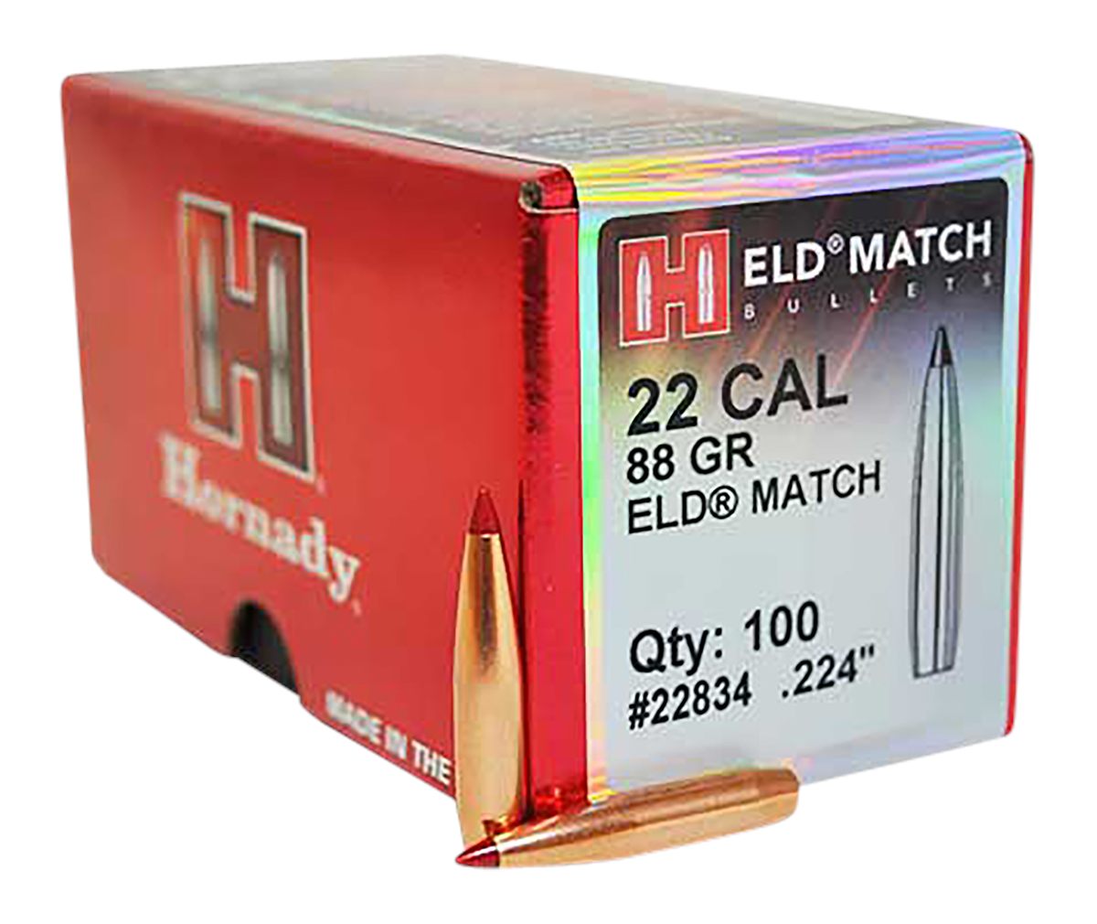 Hornady 22834 ELD Match 22 Cal .224 88 gr Extremely Low Drag 100 Per Box/ 2