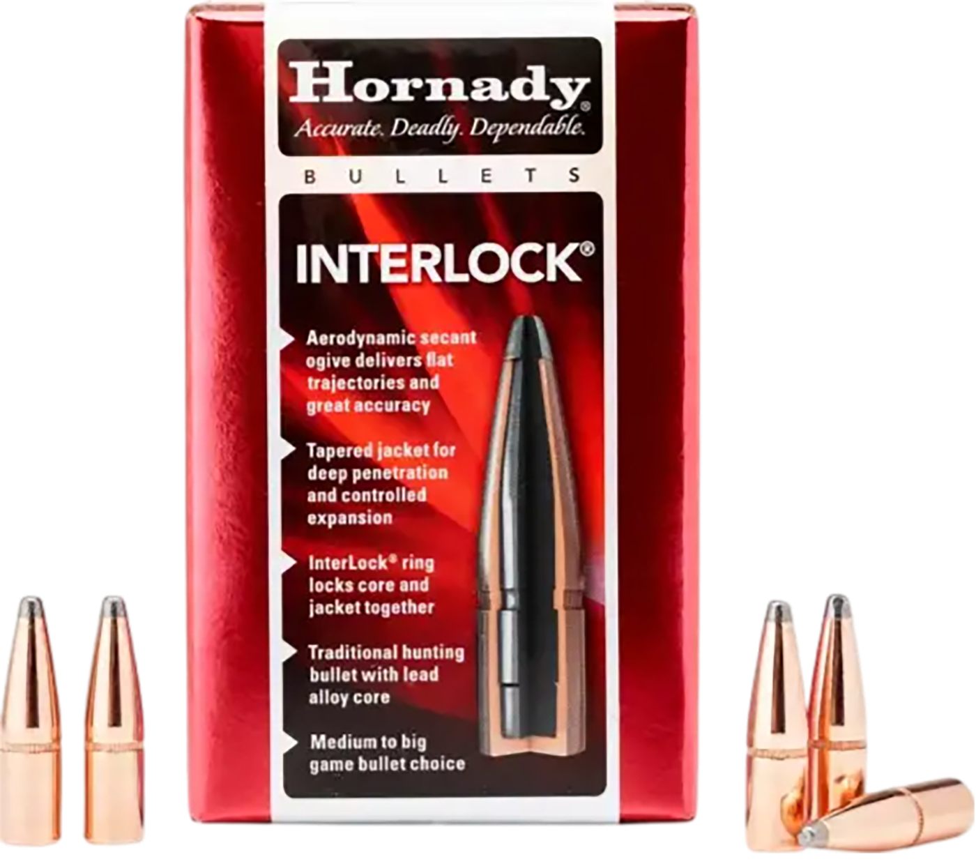 Hornady 3033 InterLock 30 Cal .308 150 gr Boat Tail Soft Point 100 Per Box/