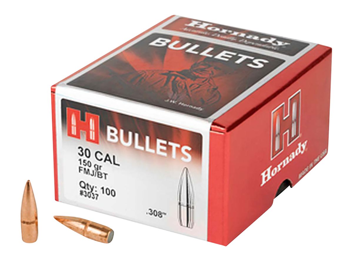 Hornady 3037 Traditional 30 Cal .308 150 gr Full Metal Jacket Boat Tail 100