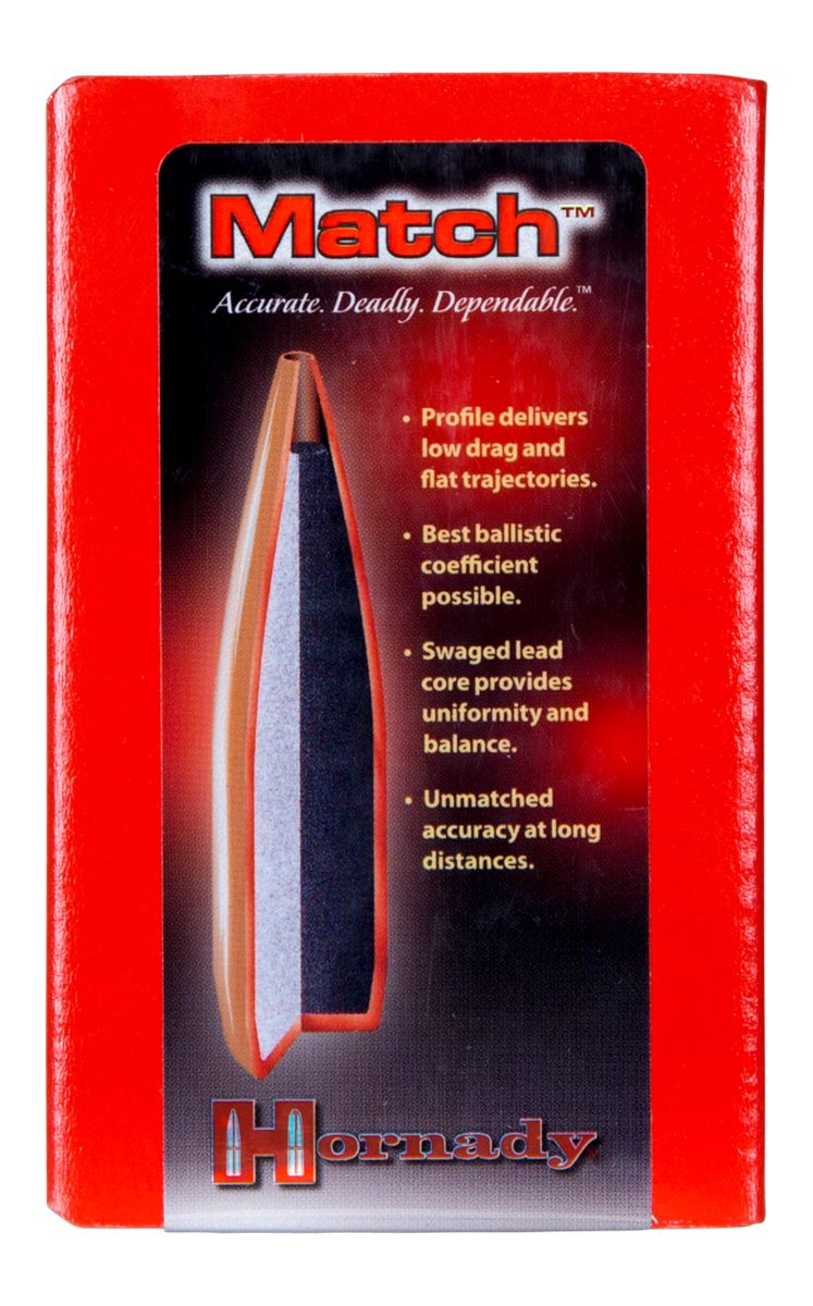 Hornady 3039 Match 30 Cal .308 155 gr Hollow Point Boat Tail 100 Per Box/ 1