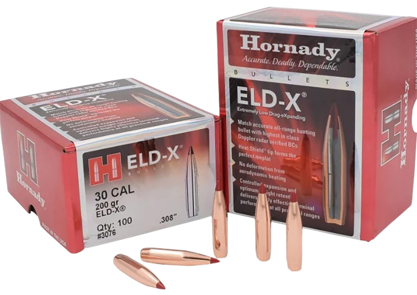 Hornady 3076 ELD-X 30 Cal .308 200 gr Extremely Low Drag eXpanding 100 Per