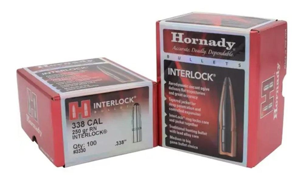 Hornady InterLock Bullets .338 cal .338in 250 gr RN 100/ct view 2