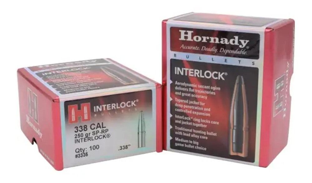 Hornady 3335 InterLock 338 Cal 250 gr Soft Point Recoil Proof 100 Per Box/ view 2