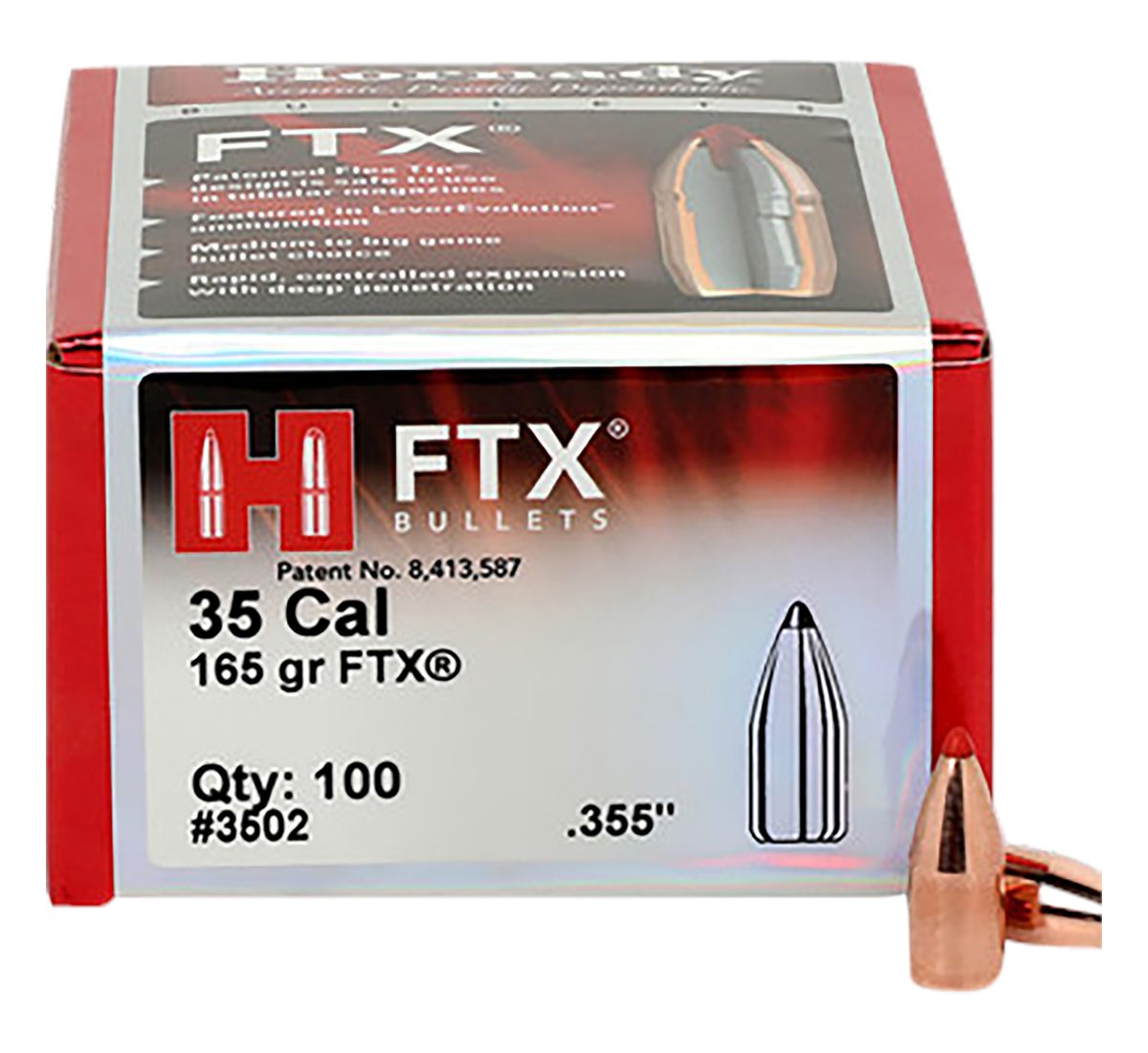 Hornady 3502 FTX 35 Cal .355 165 gr Flex Tip eXpanding 100 Per Box/ 15 Case
