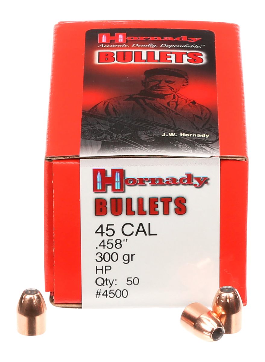 Hornady 4500 InterLock 45 Cal .458 300 gr Hollow Point 50 Per Box/ 15 Case