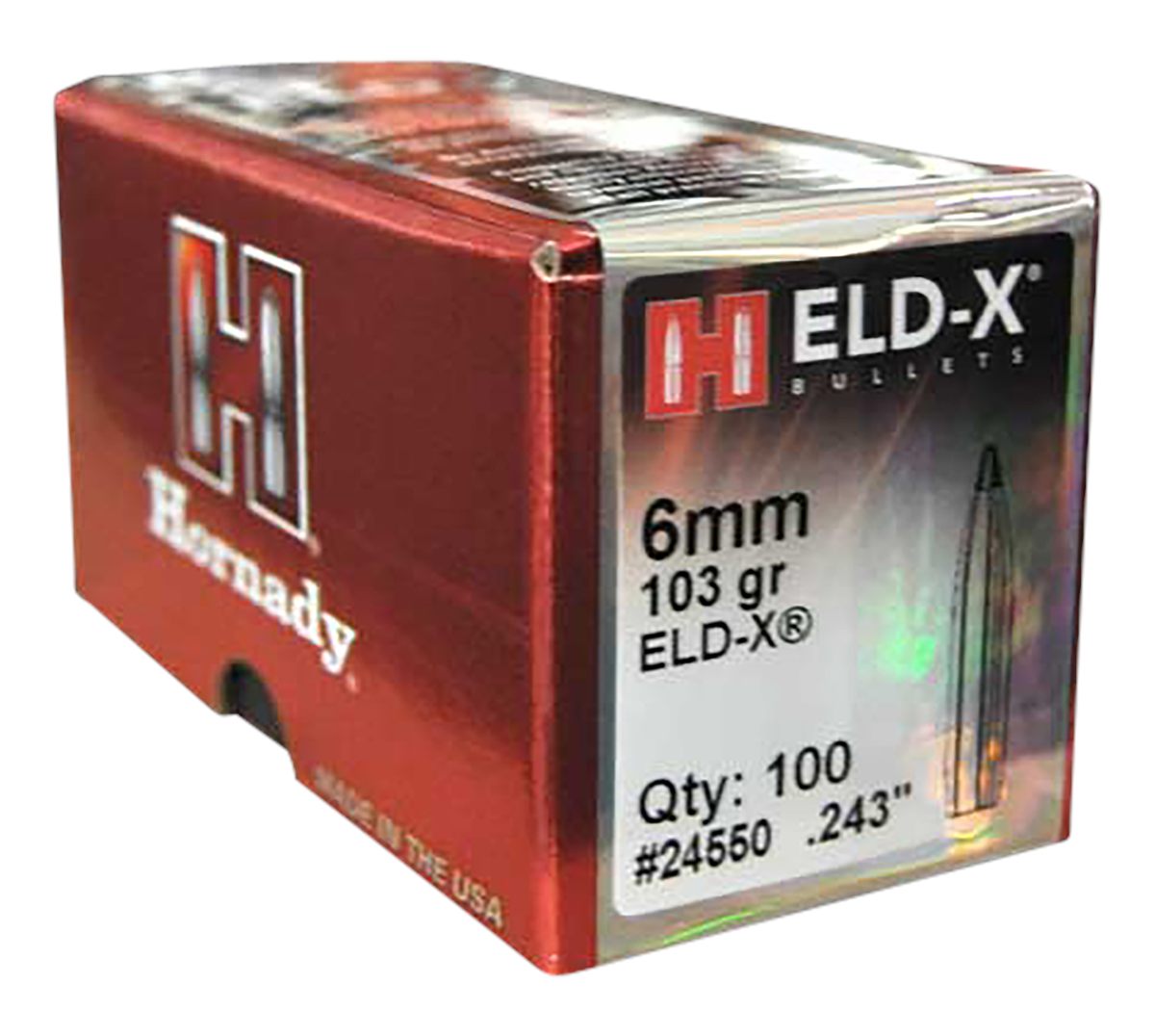 Hornady 24550 ELD-X 6mm .243 103 gr Extremely Low Drag eXpanding 100 Per Bo