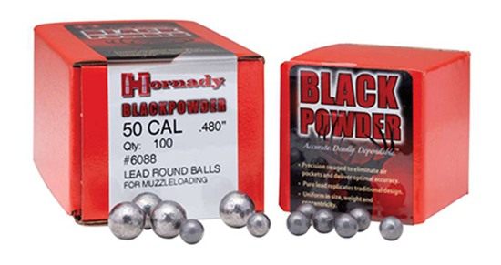 HORNADY .350 .36 CALIBER ROUND BALL 100CT 40BX/CS
