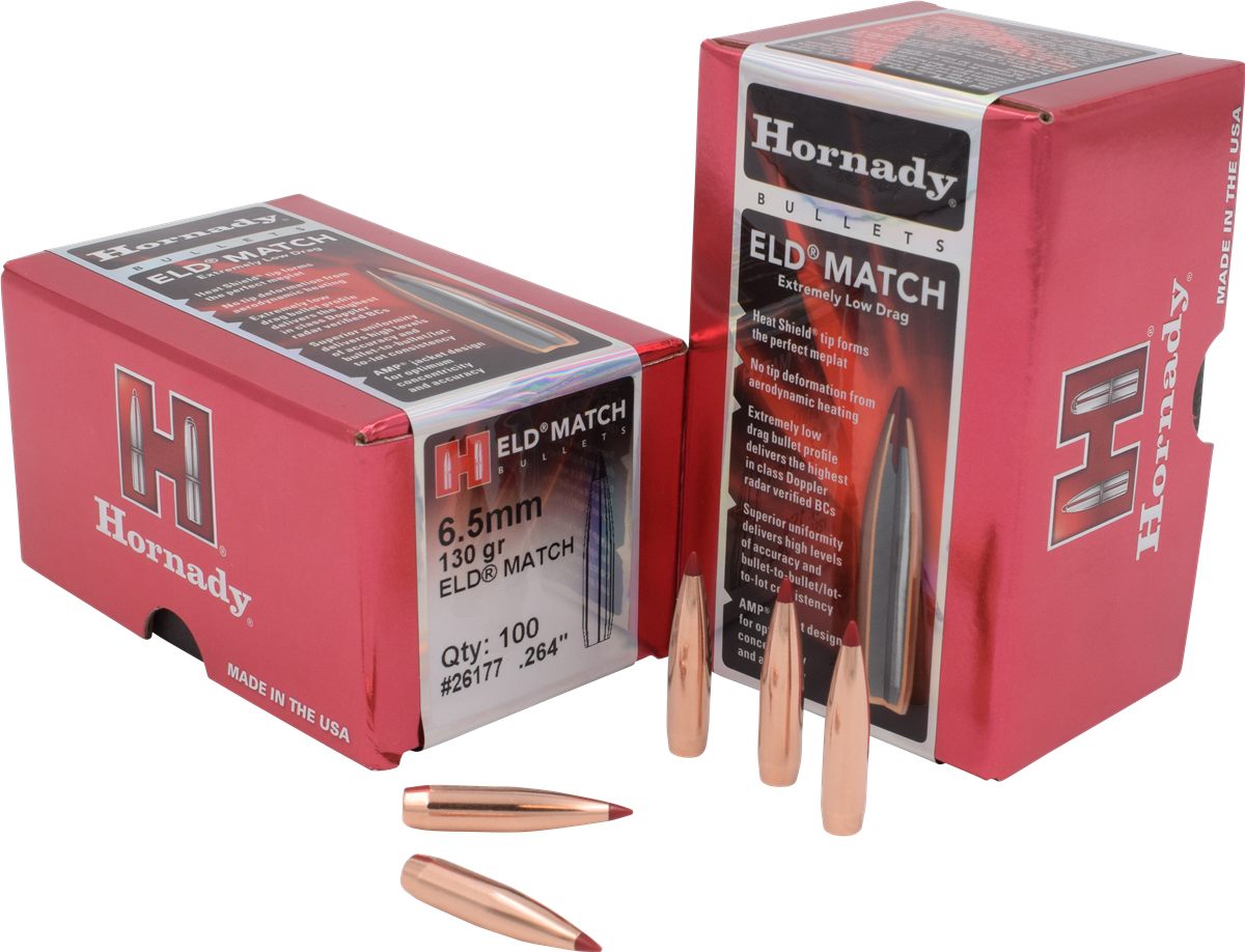 Hornady 26177 ELD Match 6.5mm .264 130 gr Extremely Low Drag 100 Per Box/ 1