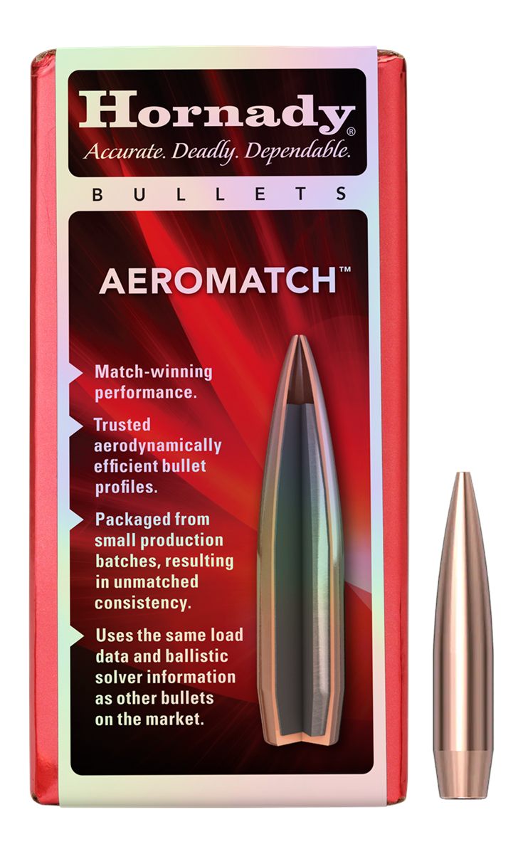 Hornady Aeromatch Rifle Bullets 6.5MM .264 140 GR HHB (1-8in) 100 RDS