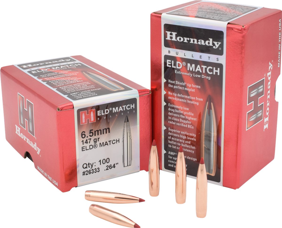 Hornady 26333 ELD Match 6.5mm .264 147 gr Extremely Low Drag 100 Per Box/ 1