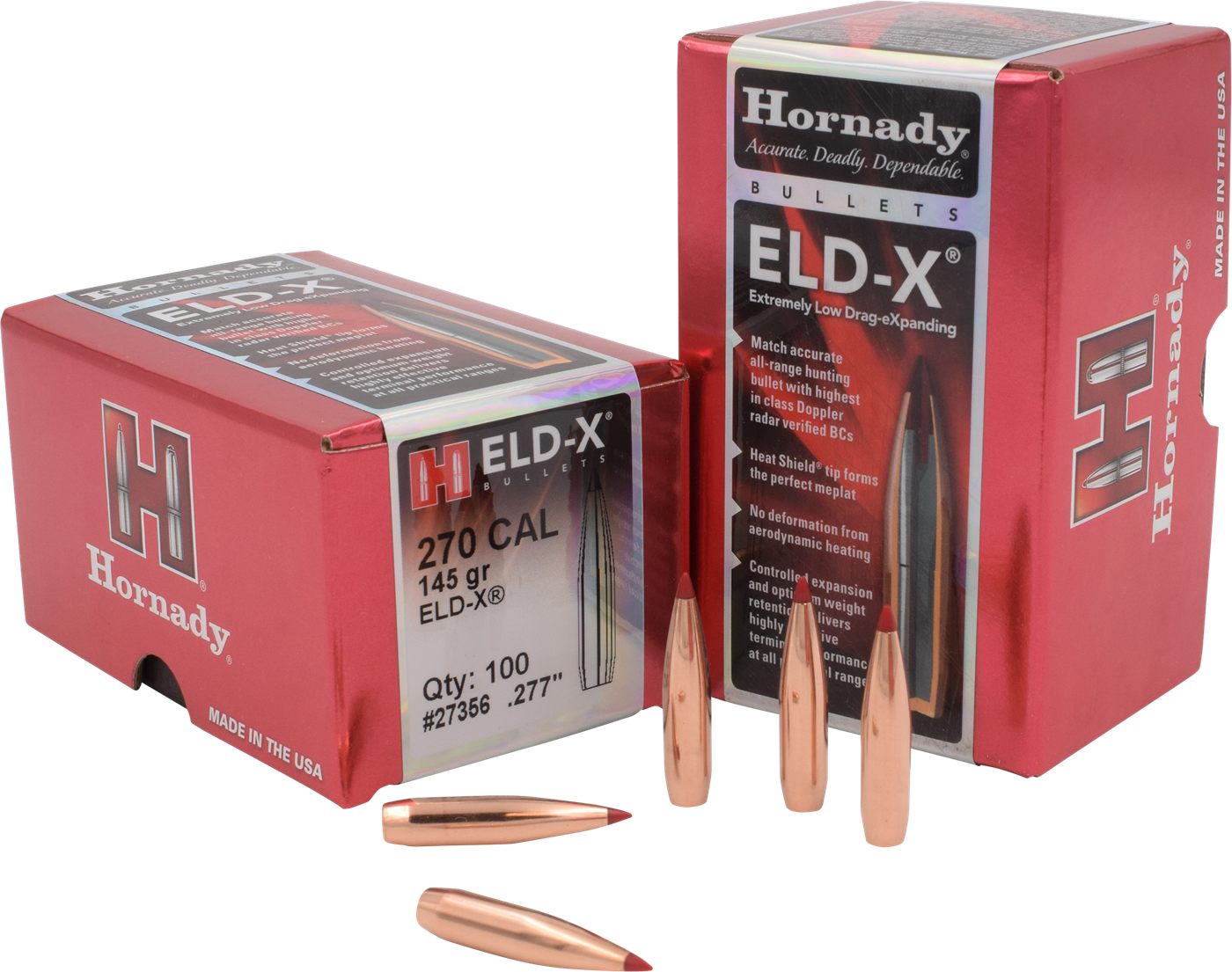 Hornady 27356 ELD-X 270 Cal .277 145 gr Extremely Low Drag eXpanding 100 Pe