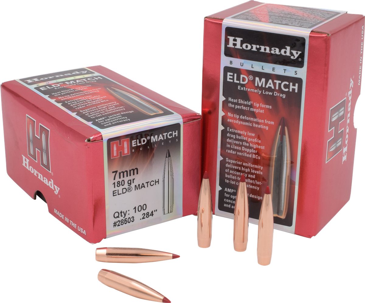 Hornady 28503 ELD Match 7mm .284 180 gr Extremely Low Drag 100 Per Box/ 15