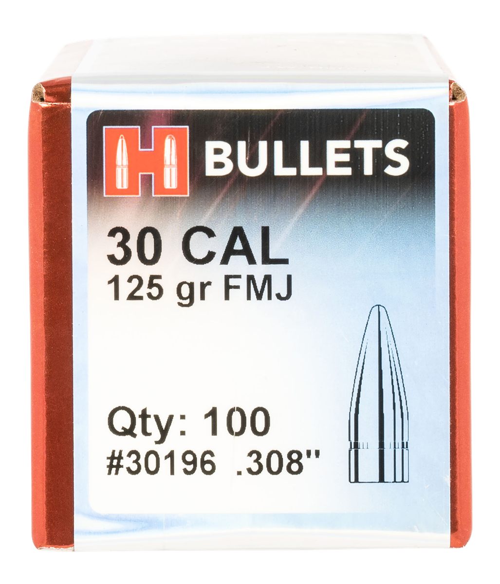 Hornady 30196 FMJ 30 Cal .308 125 gr Full Metal Jacket 100 Per Box/ 25 Case