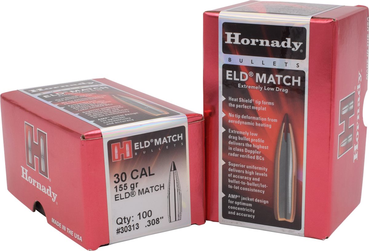 Hornady 30313 ELD Match 30 Cal .308 155 gr Extremely Low Drag 100 Per Box/