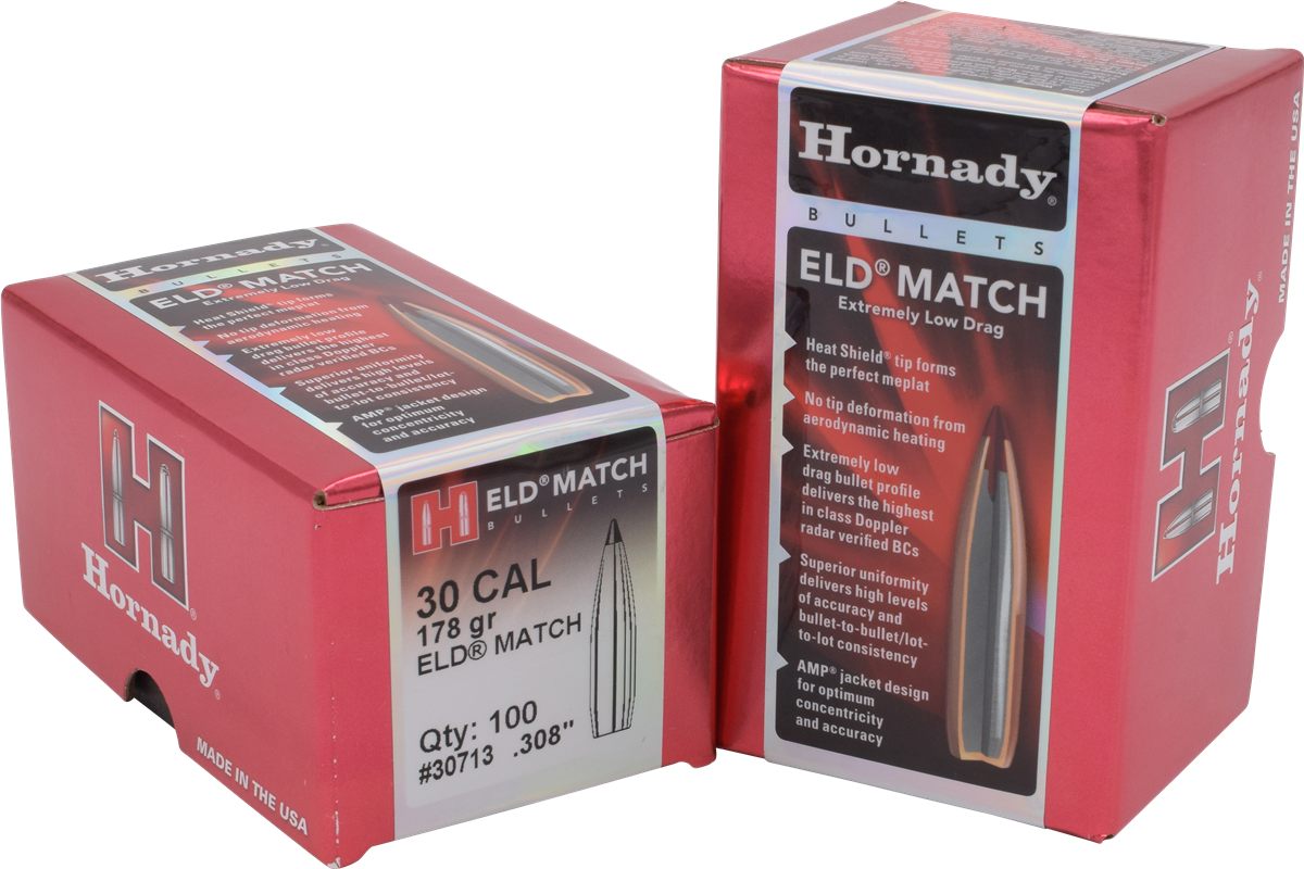 Hornady 30713 ELD Match 30 Cal .308 178 gr Extremely Low Drag 100 Per Box/