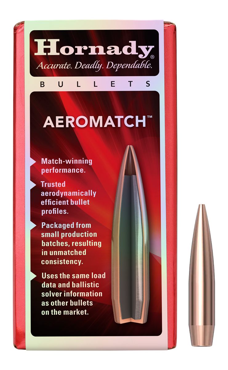 Hornady 30719 Aeromatch 30 Cal 175gr Hollow Point Boat Tail 100 Per Box/15