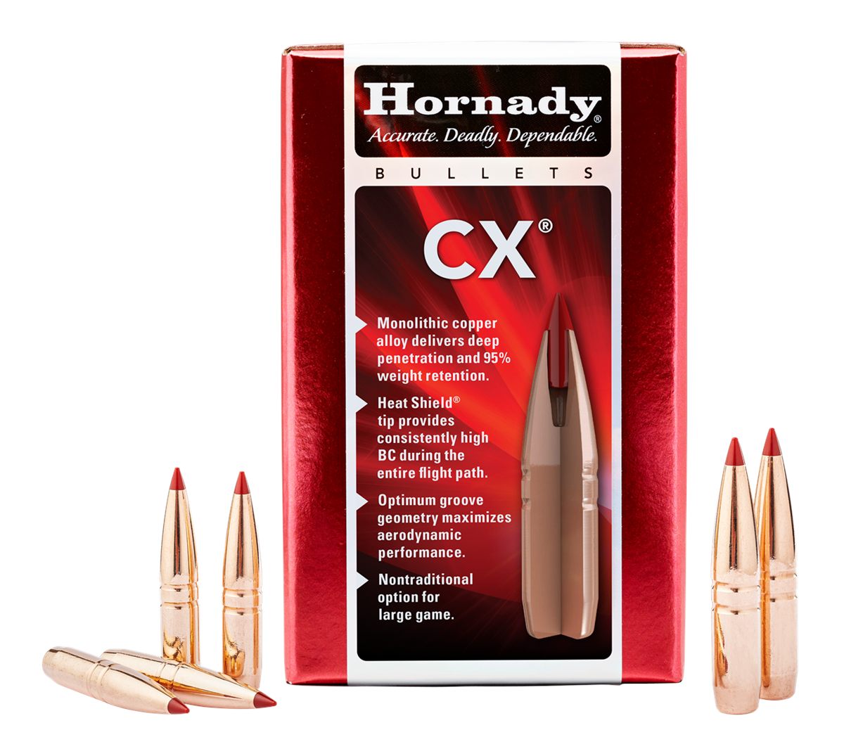 Hornady 30738 CX 30 Cal 190 gr Copper Solid 50 Per Box/ 25 Case