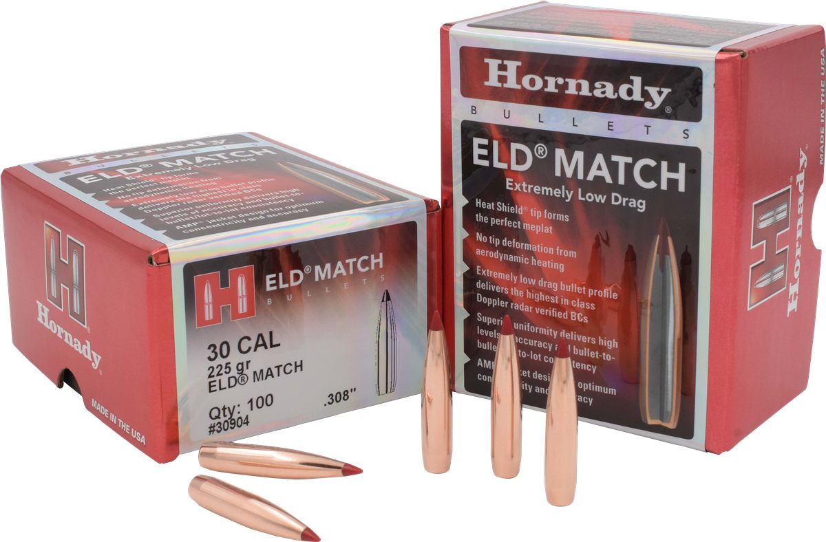 Hornady 30904 ELD Match 30 Cal .308 225 gr Extremely Low Drag 100 Per Box/
