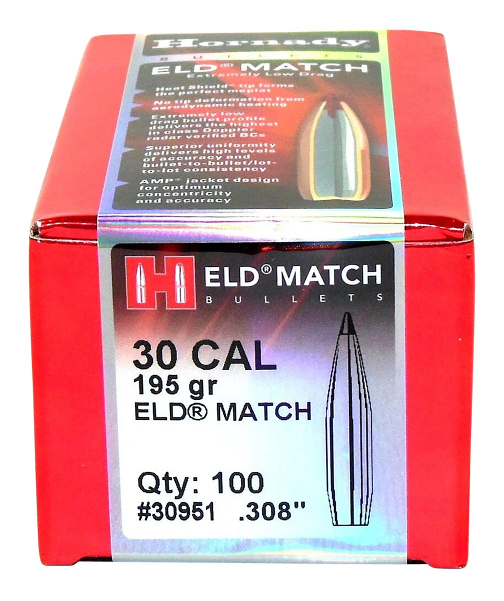 Hornady 30951 ELD Match 30 Cal .308 195 gr Extremely Low Drag 100 Per Box/