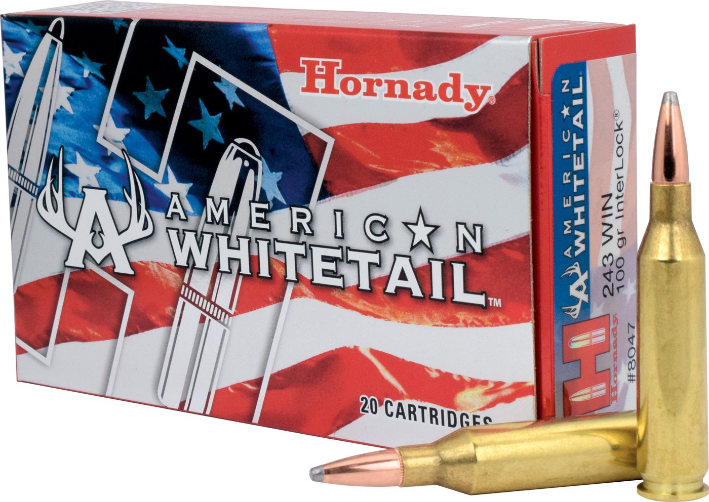 Hornady 8047 American Whitetail 243 Win 100gr InterLock Boat Tail Soft Poin