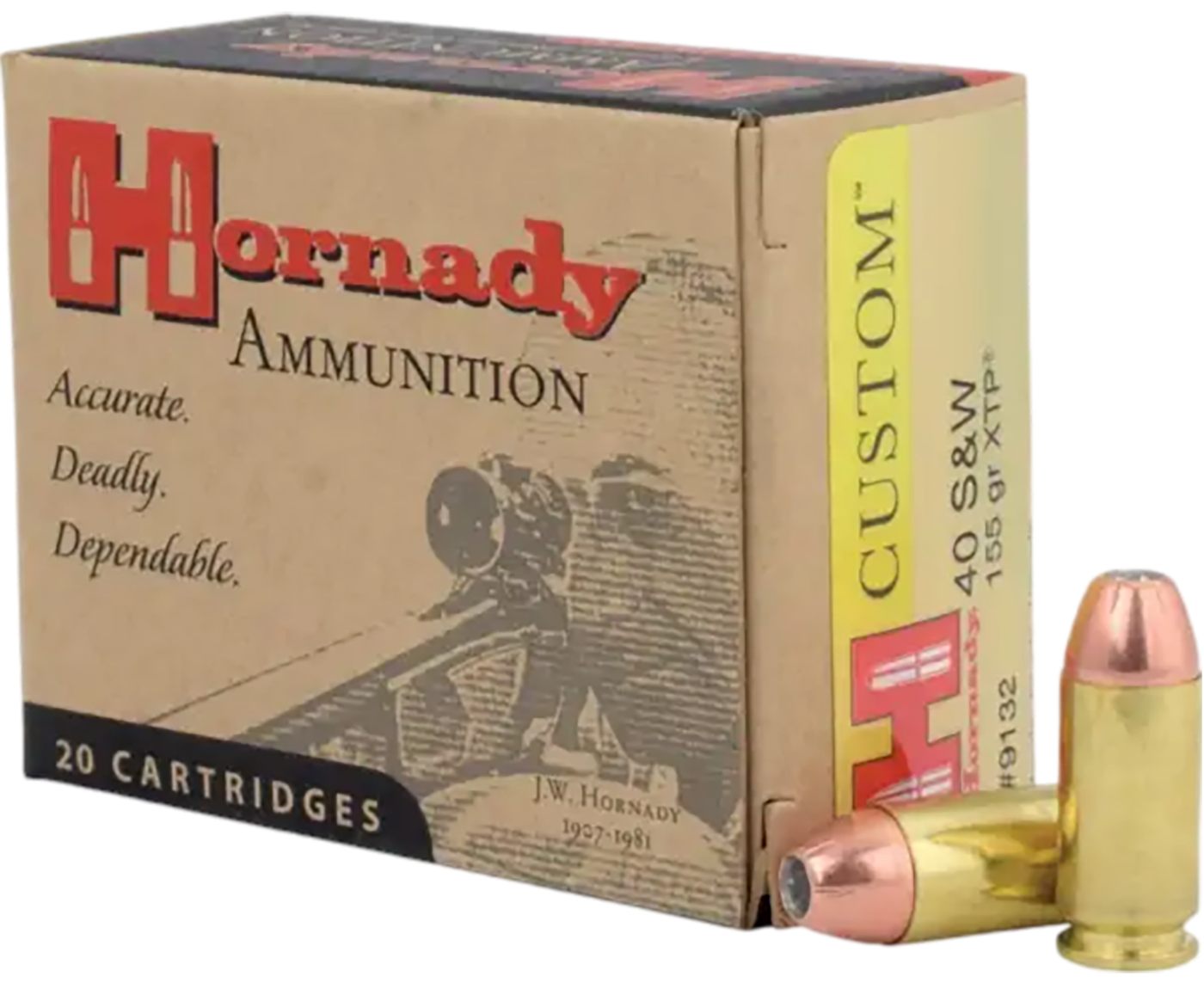 Hornady 9132 Custom 40S W 155gr XTP Hollow Point 20 Per Box/10 Case