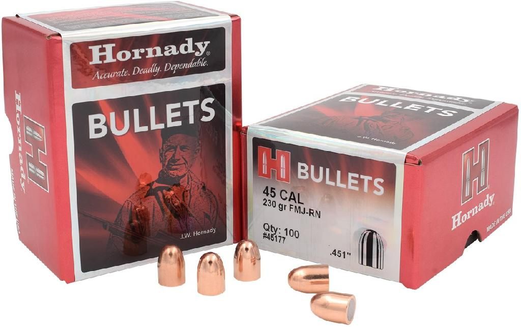 Hornady FMJ Handgun Bullets .45 cal .451in 230 gr 100/ct