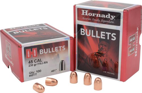Hornady FMJ Handgun Bullets .45 cal .451in 230 gr 100/ct view 2