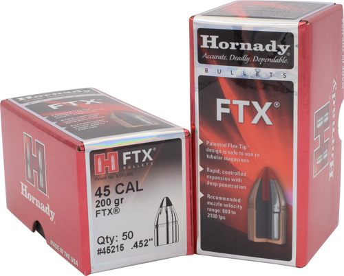 Hornady 45215 FTX 45 Cal .452 200 gr Flex Tip eXpanding 50 Per Box/ 25 Case view 2