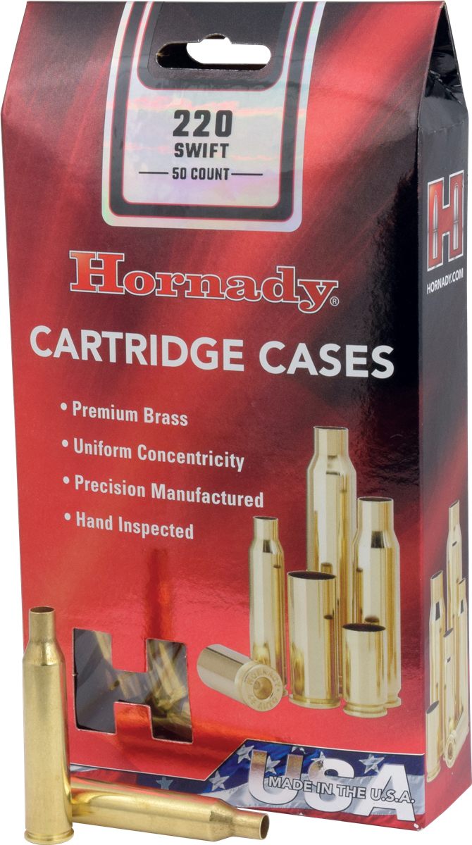 Hornady Unprimed Brass Rifle Cartridge Cases .220 Swift 50/ct