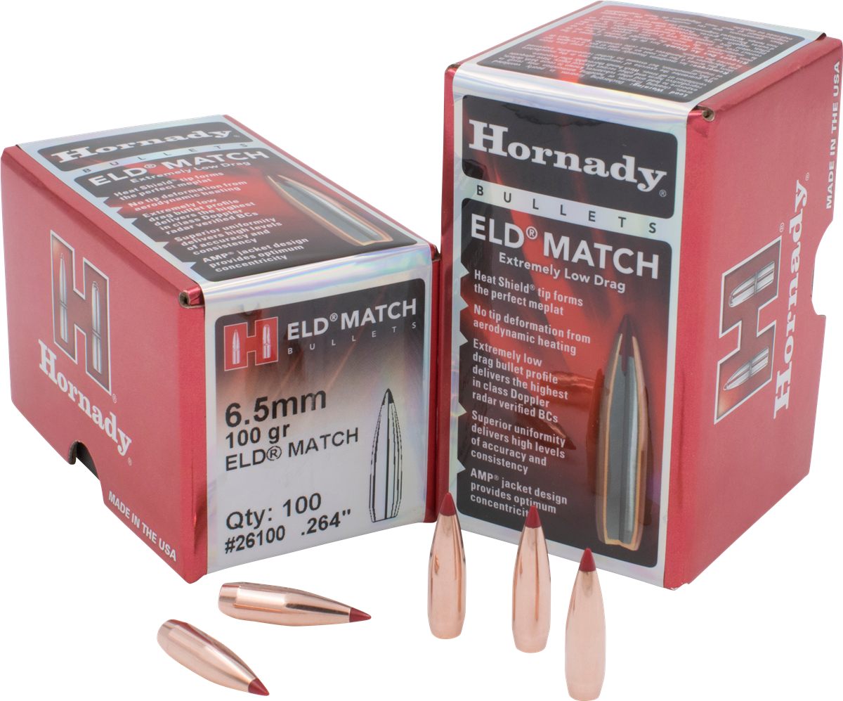 Hornady 26100 ELD Match 6.5mm .264 100 gr Extremely Low Drag Per Box/ 25 Ca