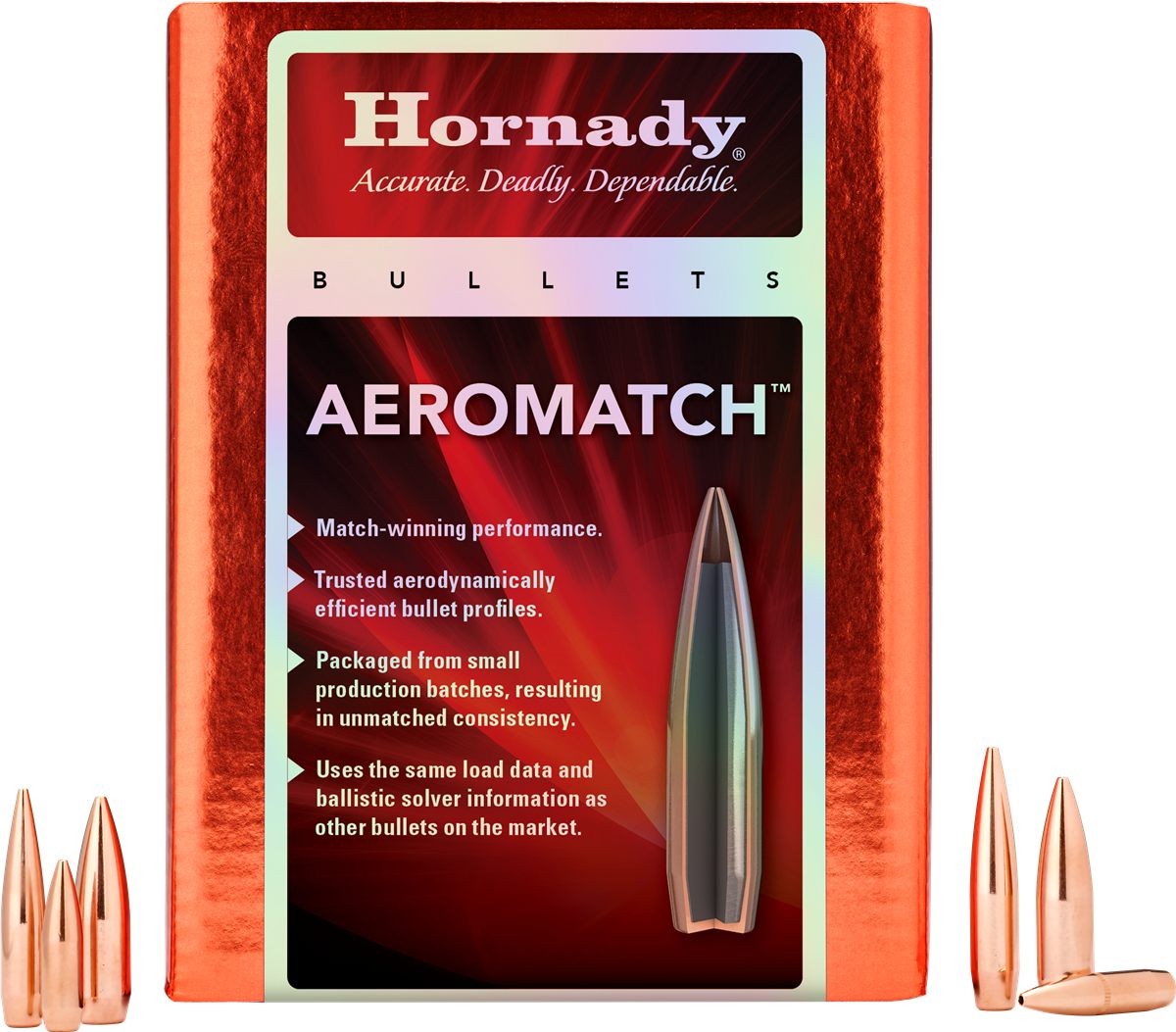 Hornady Aeromatch Rifle Bullets Sequential .22 Cal .224in 77 gr (1-9in) HPB