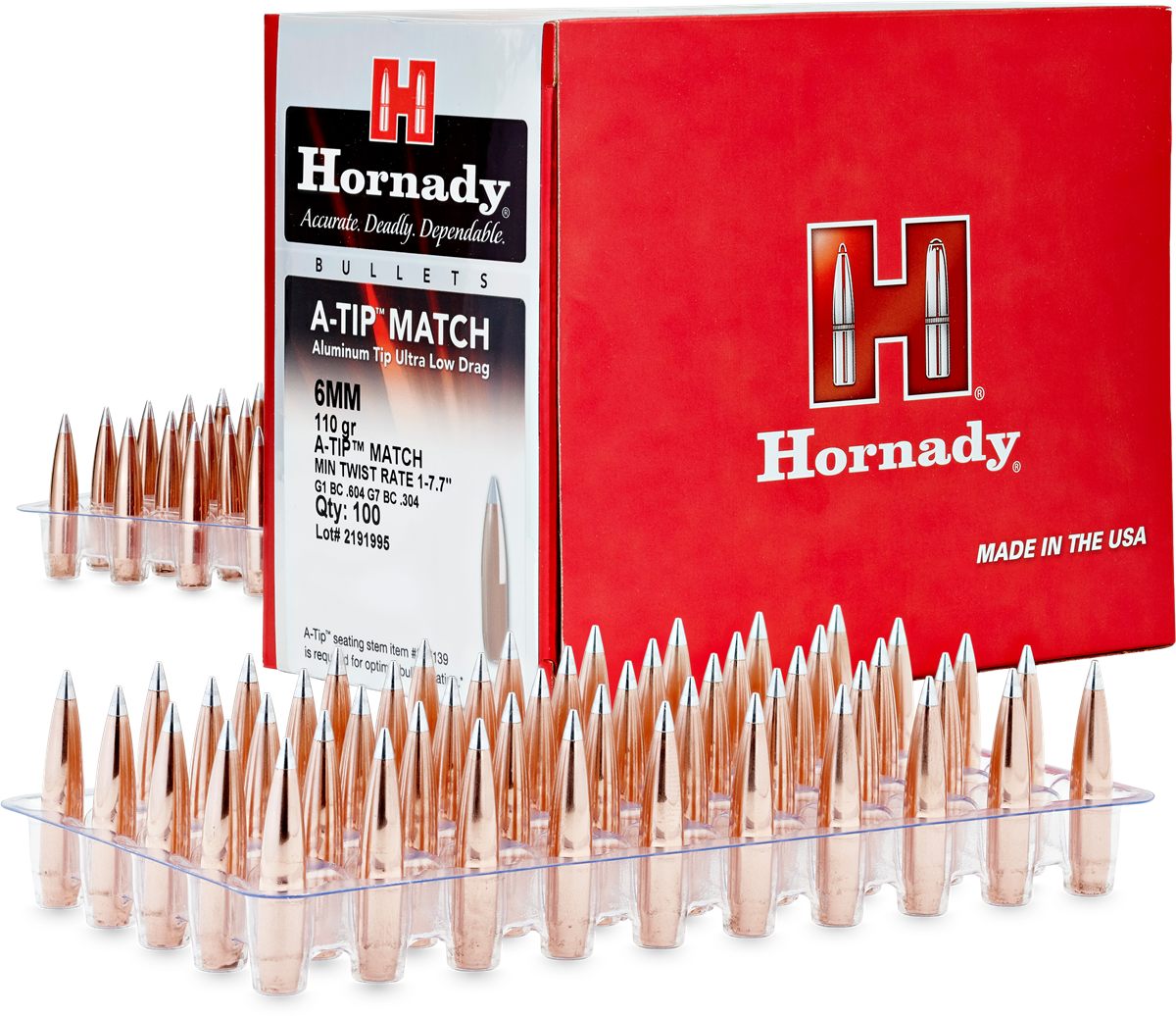 Hornady Aluminum A-Tip Match Rifle Bullets Sequential 6mm .243in 110 gr (1