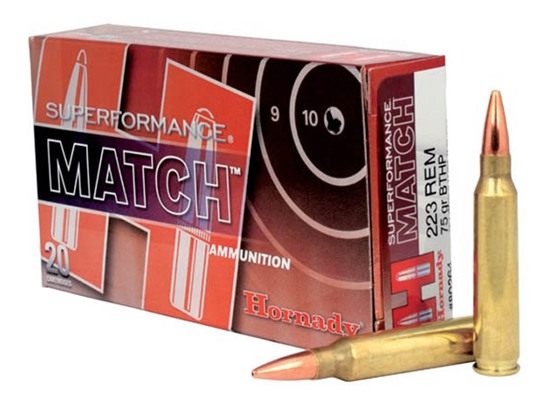 Hornady 80264 Superformance Match 223 Rem 75gr Boat Tail Hollow Point 20 Pe