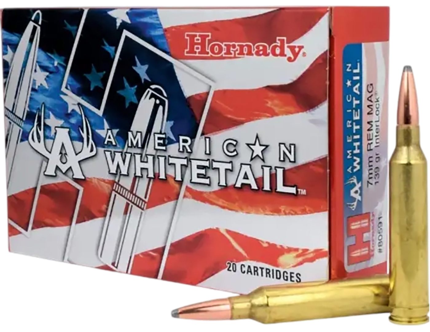 Hornady 80591 American Whitetail 7mmRemMag 139gr InterLock Spire Point 20 P