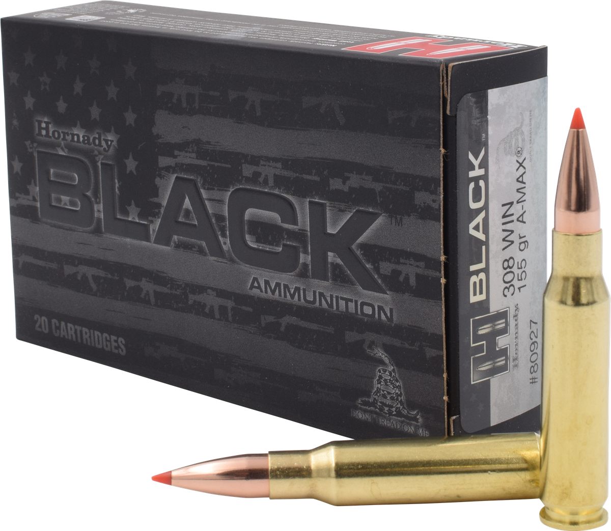Hornady Black Rifle Ammunition .308 Win 155 gr A-MAX 2855 fps 20/ct