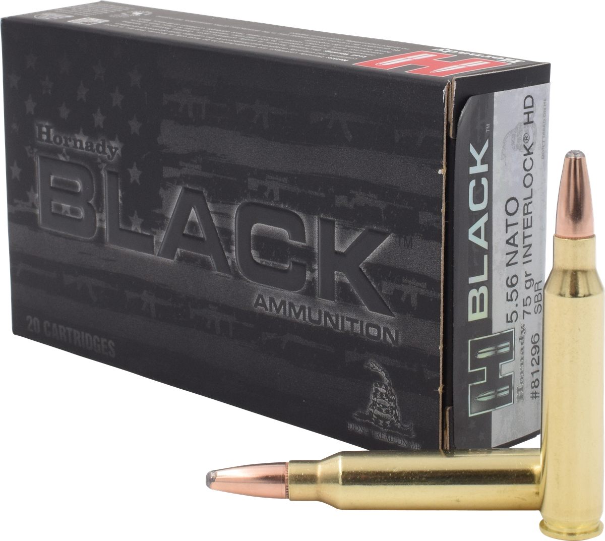 Hornady 81296 Black 5.56x45mmNATO 75gr InterLock Heavy Duty 20 Per Box/10 C