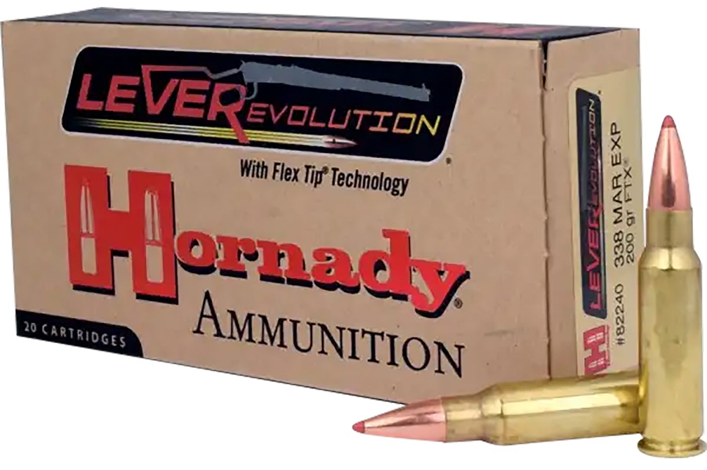 Hornady 82240 LEVERevolution 338 MarlinExpress 200gr Flex Tip eXpanding 20