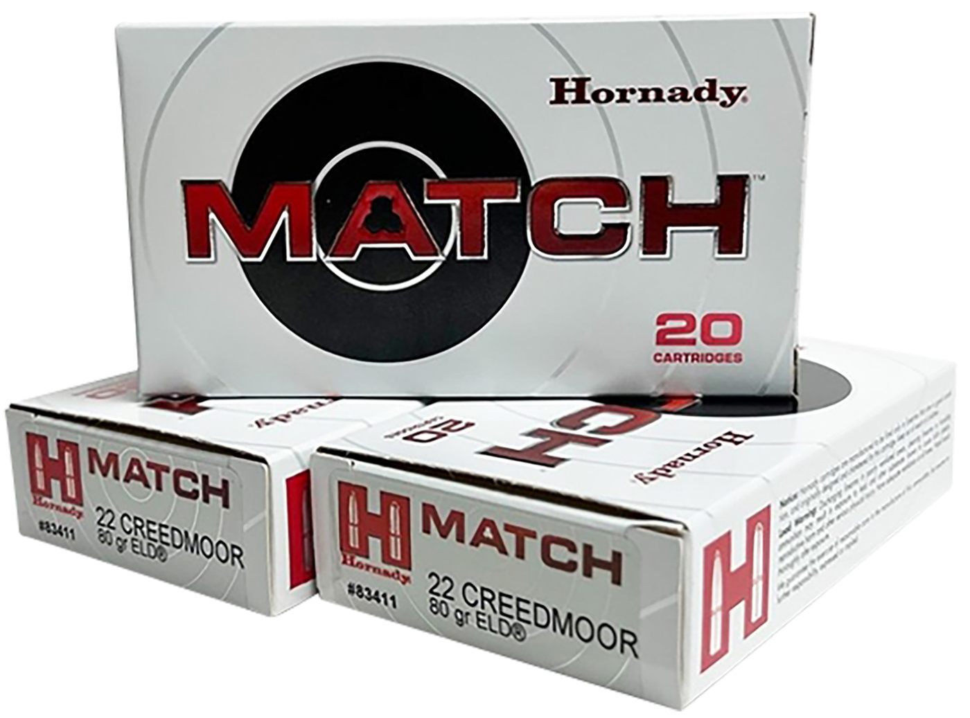 Hornady 83411 Match 22 Creedmoor 80gr Extremely Low Drag-Match 20 Per Box/1