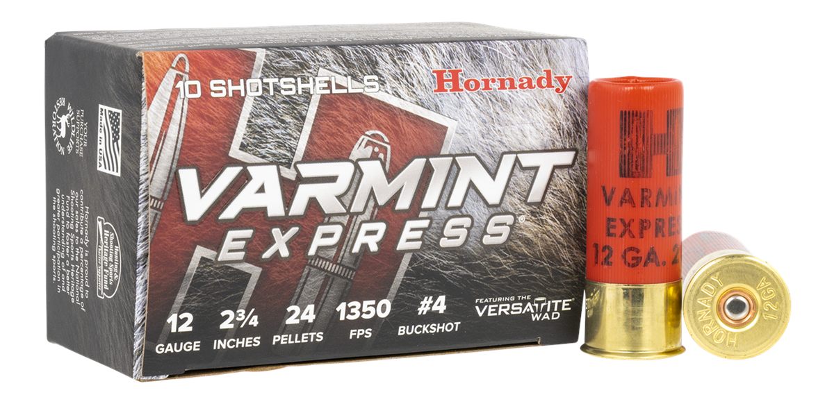 Hornady 86243 Varmint Express 12 Gauge 2.75in 4 Buck Shot 10 Per Box/ Case