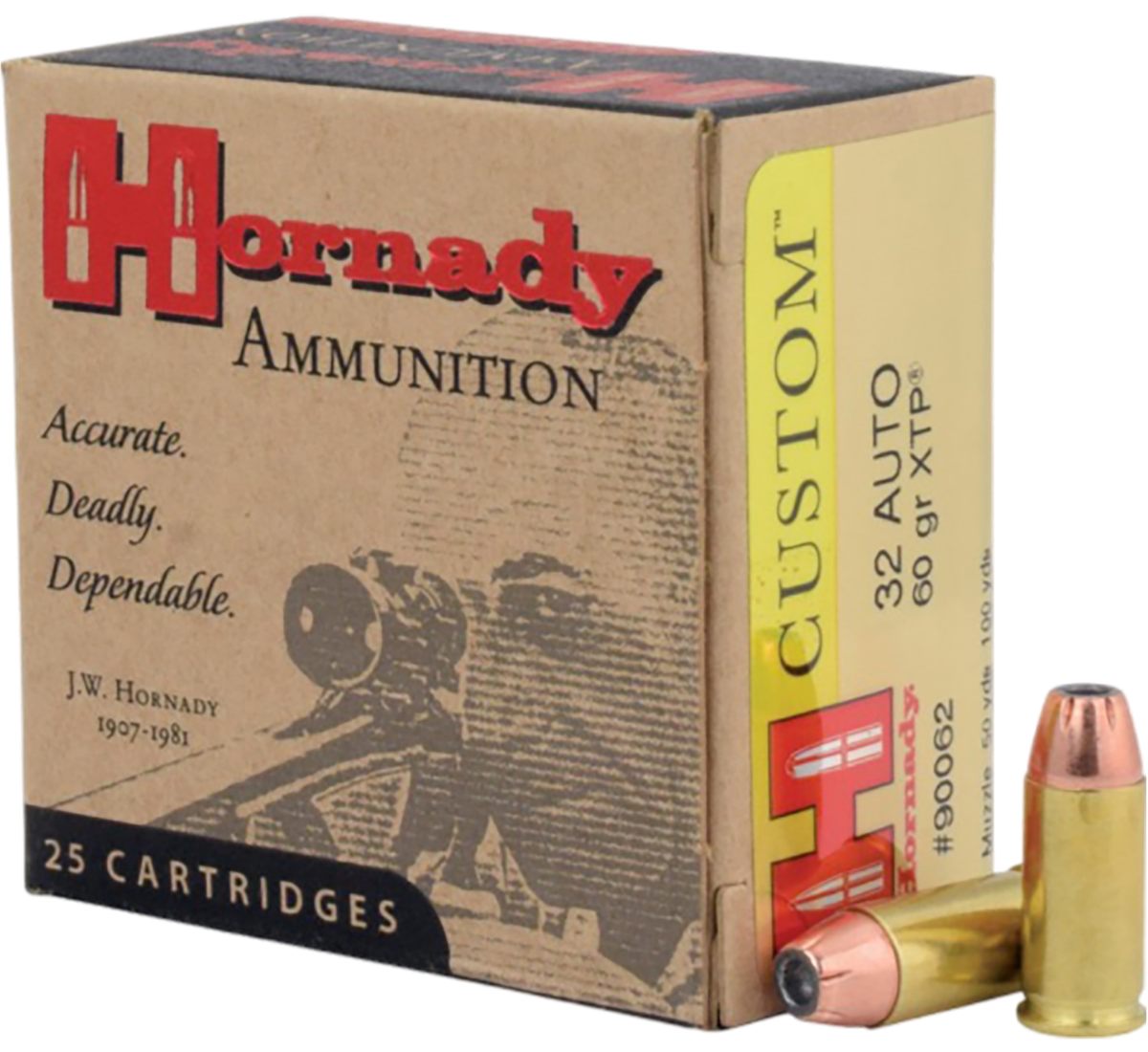 Hornady 90062 Custom 32ACP 60gr XTP Hollow Point 25 Per Box/10 Case
