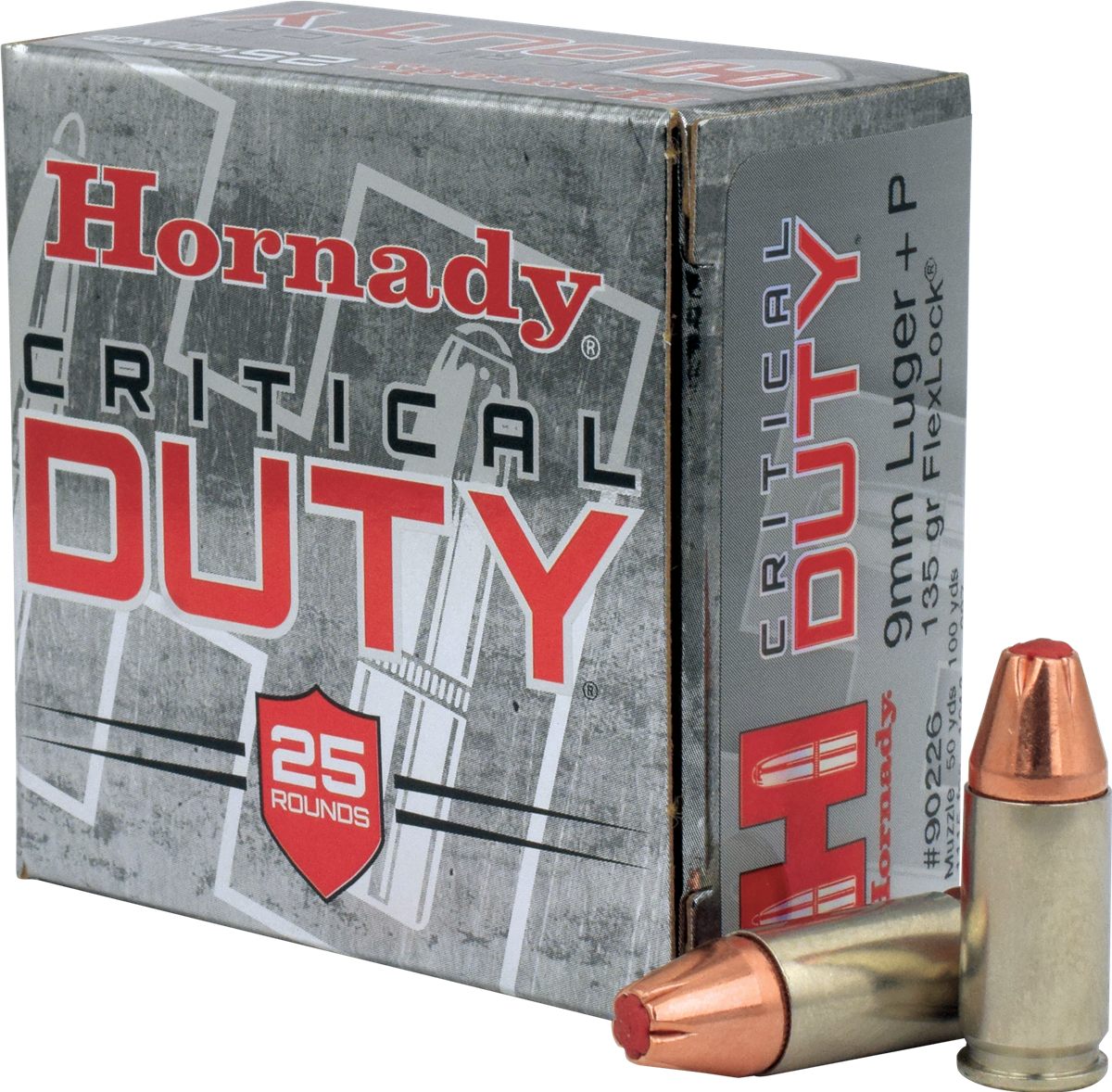 Hornady 90226 Critical Duty 9mmLuger+P 135gr FlexLock 25 Per Box/10 Case
