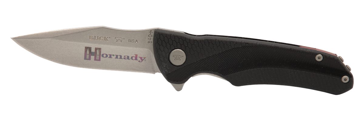 Hornady 99143 Folding Plain Satin w Laser Engraved Logo 420HC SS Blade Blac