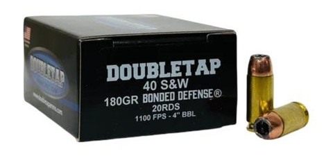 Double Tap Ammunition Bonded Defense Handgun .40 S W 180gr JHP 1100 fps 20/