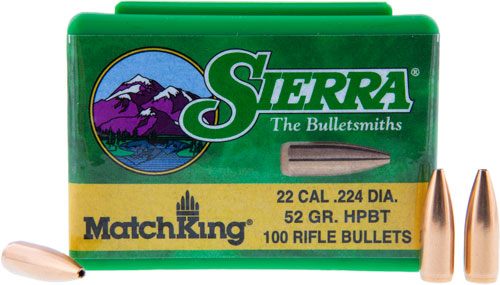 Sierra Bullets MatchKing High Velocity Rifle .22 cal .224in 52 gr HPBT 100/ view 3