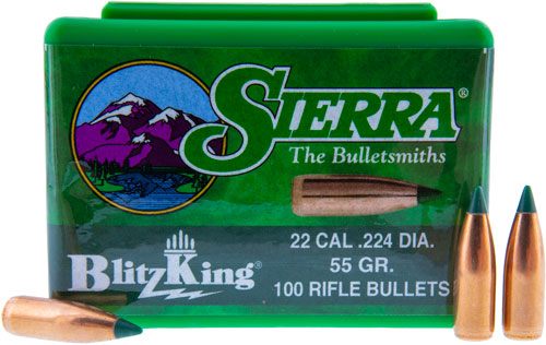 Sierra Bullets BlitzKing Rifle .22 cal .224in 55 gr Blkg 100/ct view 2