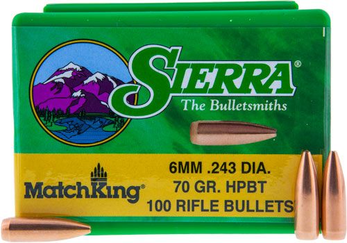 Sierra Bullets MatchKing Rifle 6mm/.243 cal .243in 70 gr HPBT 100/ct view 3
