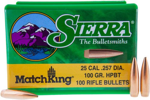 Sierra Bullets MatchKing Rifle .25 cal .257in 100 gr HPBT 100/ct view 2