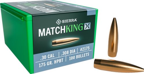 Sierra Bullets 2175 MatchKing-X 30 Cal 175gr Hollow Point Boat Tail 100/Box view 2