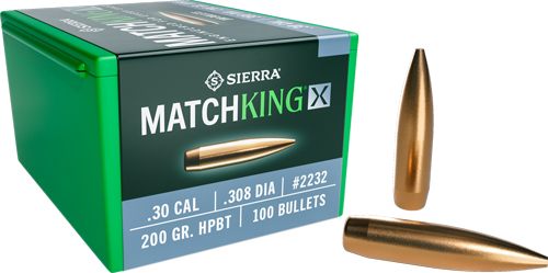 Sierra Bullets 2232 MatchKing-X 30 Cal 200gr Hollow Point Boat Tail 100/Box view 2